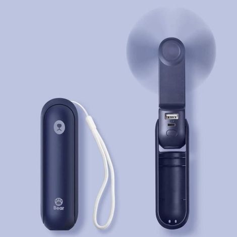 1 Ventilateur pliable, rechargeable USB 2000mAh, lampe de poche, silencieux 40dB, extérieur (1/4)