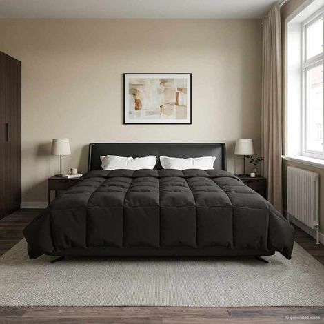 Sommerdecke Gepolstert Anthrazit 200 x 220 cm Mikrofaser
