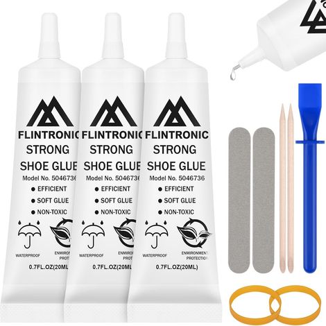 Lot de 3 tubes de colle spéciale de 20 ml pour chaussures, semelles et talons, cuir, élastique et transparente, colle de réparation, imperméable, pour chaussures, semelles, cuir (1/5)