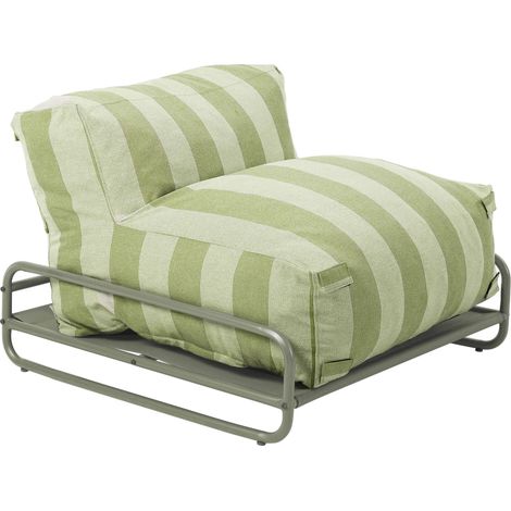 Chauffeuse rayée salon de jardin modulable et structure vert cactus - Mixi (1/5)
