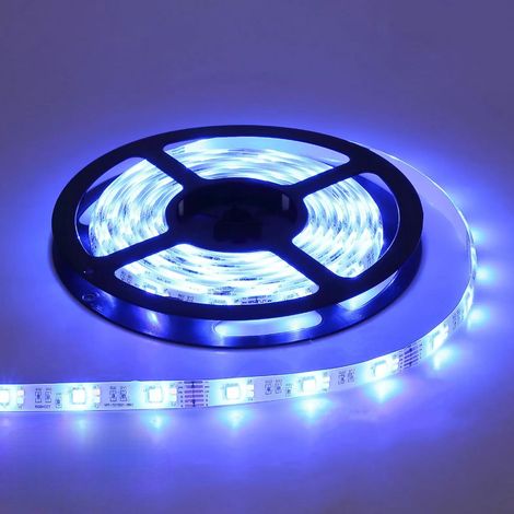 strisce led 5050 12v ip20 5 metri alta luminosità 60 led al metro ideale per interno illuminazione colorata - Blu (1/4)