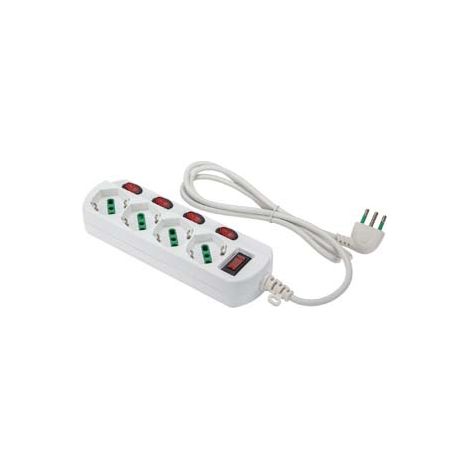 MULTIPRESA 4 POSTI BIPASSO+1SCHUKO C/INTER.SU OGNI PRESA LINEA RETAIL- - bianca 474344 - 1 pezzi FANTON
