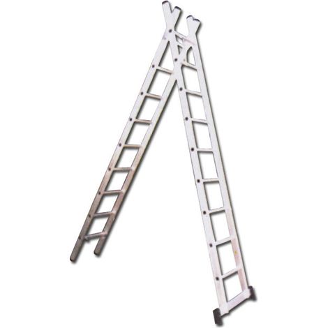SOCALL Escaleras de 2 tramos 2x10 peldaños y travesaño 2x3,0 m EN131