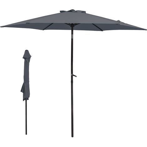 Neigbarer Sonnenschirm – Gartenschirm – Außenschirm Ø 270 cm – Metallstruktur – dunkelgrau – für Balkon und Terrasse