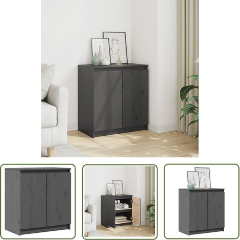 The Living Store Beistellschrank Grau 60x36x65 cm Massivholz Kiefer - Kleiner Holzkasten - Schreibtischorganizer - Bücherregal - Wohnzimmer Dekoration - Regal Grau (1/5)