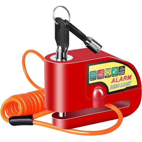 Antivol Moto Bloque Disque Frein Alarme 110db, Renforcé, Étanche, pour 6mm Universel Moto Scooter Vélo Electrique (1/3)