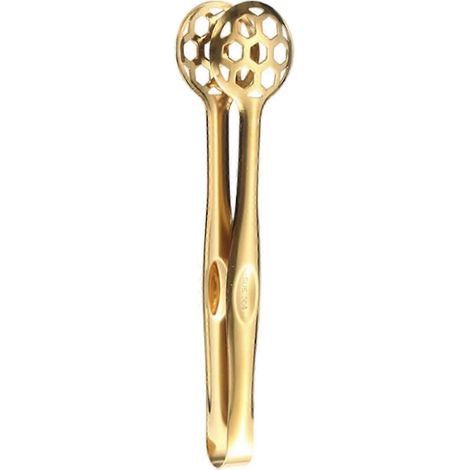 Pince à aliments pour barbecue, design creux, en forme de ballon de football, idéale pour le camping, la pâtisserie maison et les bars.-Golden (1/5)