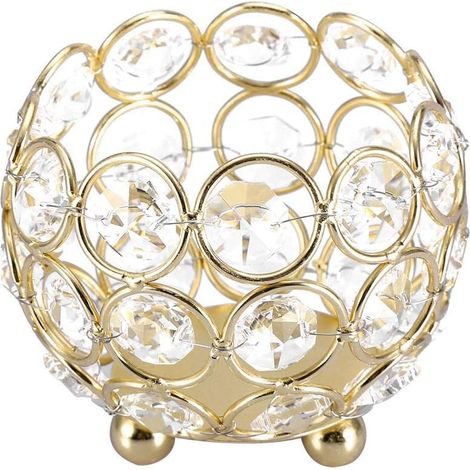 MINKUROW Portavelas De Cristal Para El Hogar, La Boda, El Hogar, La Oficina, El Escritorio, La Decoración De La Mesa (8 Cm-Dorado) (1/5)