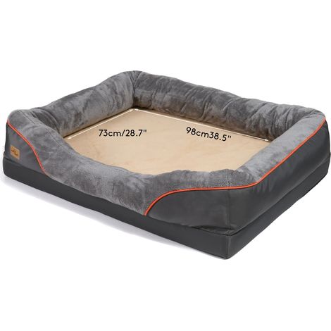 Grand Lit pour Chien, Housse Amovible et Lavable, Mousse en Éponge Soutenante (1/2)