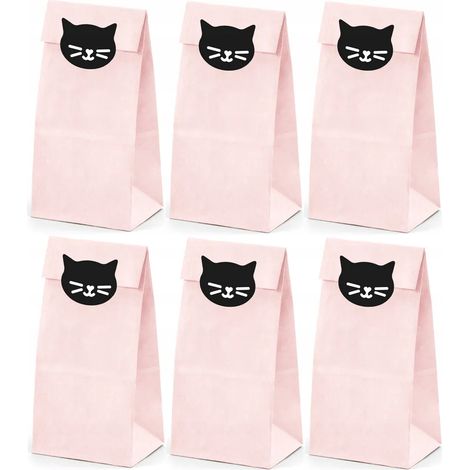 Bolsas de papel para dulces y golosinas. Gracias, gatos. Cumpleaños de gatos. 6 unidades. (1/5)