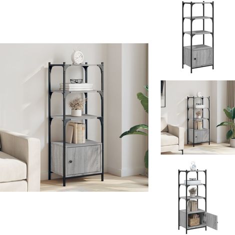 Bücherregal 3 Böden Grau Sonoma 41x30x109,5 cm Holzwerkstoff - BucheRegal - Bücherregal Grau - Holzregal - Wohnraumorganisation - Regal Mit Türen (1/5)