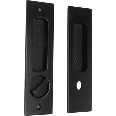 Verrou à mortaise pour porte coulissante avec 2 clés, alliage de zinc, poignée encastrée invisible, loquet de poche pour meubles en bois, quincaillerie noire (1/5)