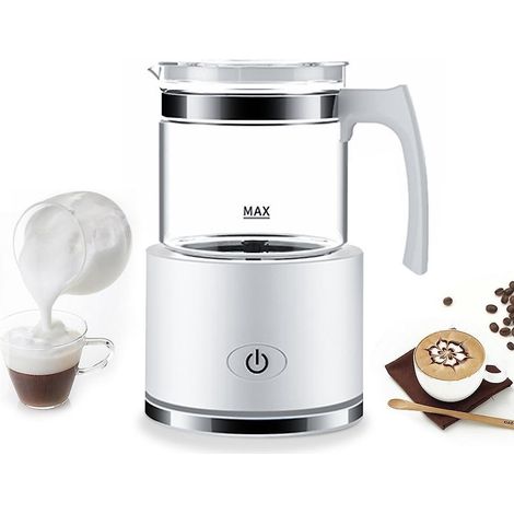Abnehmbarer Milchaufschäumer, 250 ml, elektrischer Milchaufschäumer und Dampfgarer mit Touch-Steuerung, 600 W, leise, EU-Stecker, Weiß