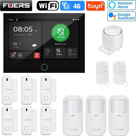 (Pack 5) Système d'alarme de sécurité pour maison connectée avec écran TFT 7 pouces, Wi-Fi 4G LTE et protection antivol. (1/5)