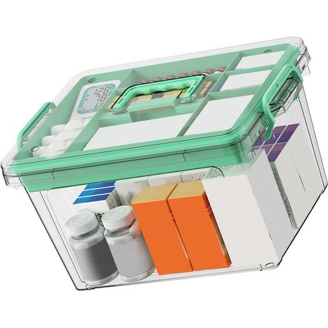 Boîte Médicament Portable Multilayer Capacité Large Kit Premiers Secours Urgence avec Poignée Maison Voyage Bureau (1/5)