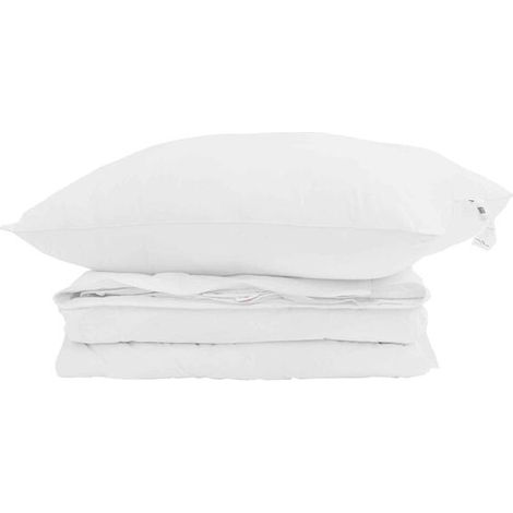 Couette 2 en 1 avec oreiller, ensemble 2 pièces, blanc, duvet de canard. (1/5)