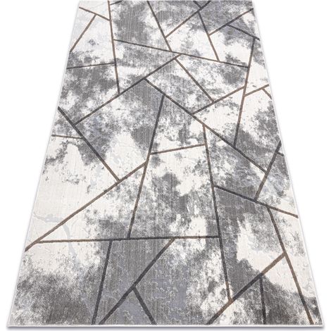 Modern NOBLE Teppich 1518 67 Vintage, Geometrisch - Strukturell zwei Ebenen aus Vlies creme / grau grey 80x150 cm