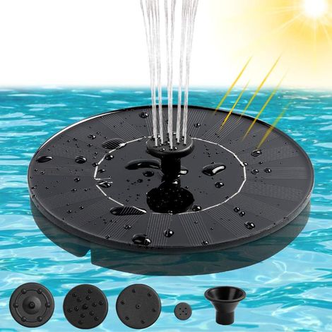 Fuente solar de 1,4 W para uso exterior con 4 chorros de agua diferentes mediante 4 boquillas, ideal para jardín, terraza, estanque y piscina. (1/3)
