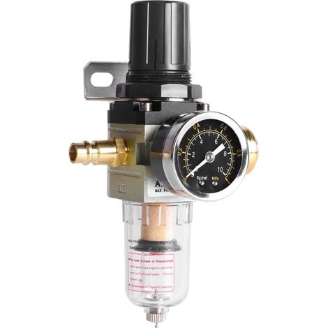 Séparateur D'eau à Air Comprimé Réducteur de Pression pour Compresseur, Filtre 1/4" Réducteur de Pression D'air Comprimé Séparateur D'eau D'air Comprimé Réducteur de Pression