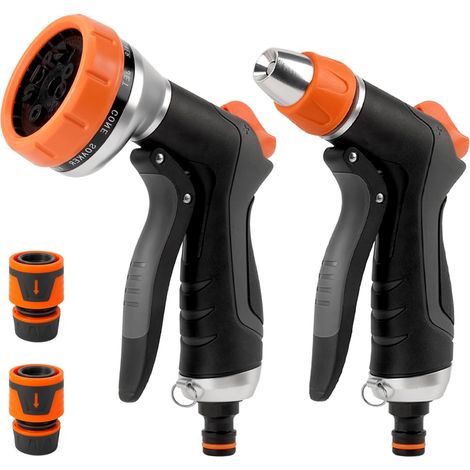 2-teiliges Gießpistolen-Set: Hochdruck-Sprühpistole mit 10 Sprühmustern und 2 Sprühmodi, Multifunktionssprüher für Autowäsche, Gartenarbeit, Haustiere und Pflanzen (1/5)
