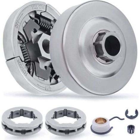 Kit de Pignon et Embrayage pour Tronconneuse STIHL MS441 MS440 MS460 MS362 MS361 044 046, 7-Dents Pignon + 3/8" Pignon + Embrayage + Engrenage + Roulement + E-clip Pièces 7 en 1 (1/4)