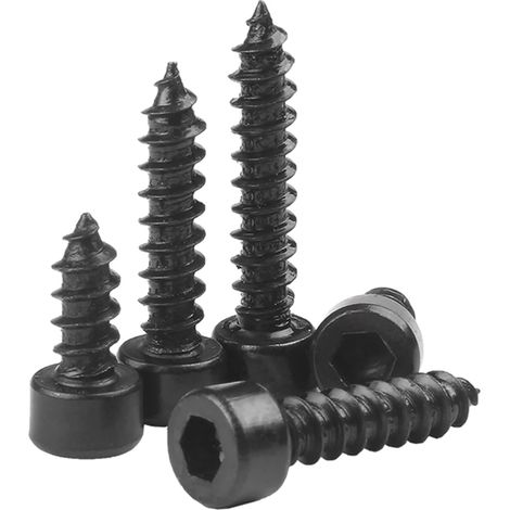 20 vis autotaraudeuses à tête hexagonale creuse en acier au carbone noir M3 M3.5 de longueur 5-30 mm