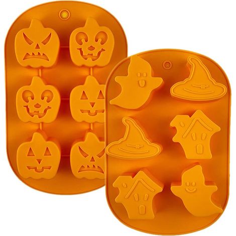 Lot de 2 moules à gâteau en siliCône Bat Pumpkin Face Skull Ghost-Fei Yu