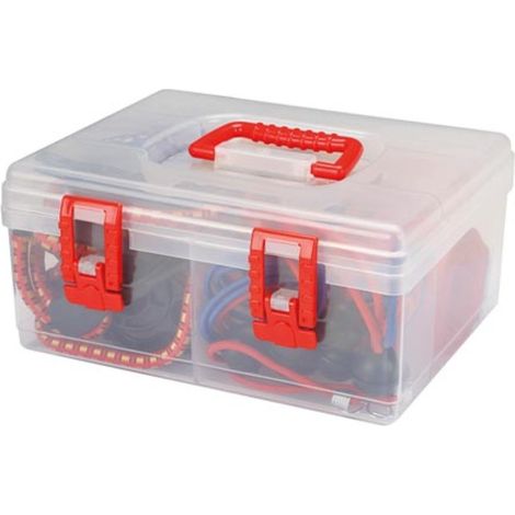 Perel Set mit Spanngurten und Gepäckspannbändern, für die Ladensicherung, verschiedene Abmessungen und Befestigungsmöglichkeiten, Aufbewahrungskoffer, 20-tlg.