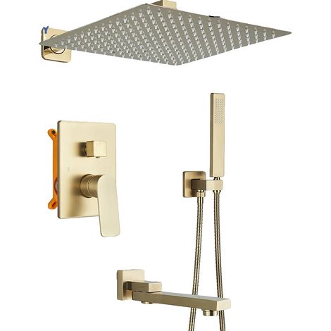 Conjunto de grifería para ducha, tres funciones de flujo, diseño contemporáneo, montaje en pared de 30 cm (12 pulgadas) C1 (1/2)