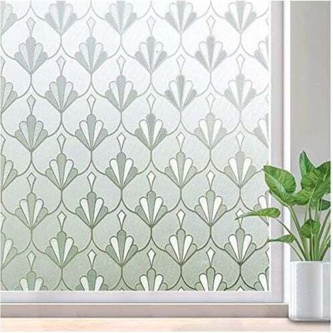 Elektrostatische Fensterfolie, Sichtschutzfolie, selbstklebend, wiederverwendbar, mattiert, blickdicht, Blumenmuster, 40 x 200 cm