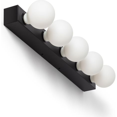 Ledkia – Applique de salle de bain 5 spots en métal noir – Éclairage puissant et durable – Compatible E27 – Idéale pour espaces modernes