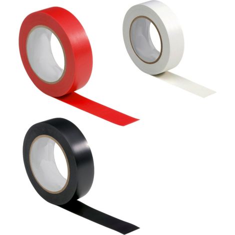 Kit 3 Rouleaux De Ruban Isolant Pvc Noir Rouge Blanc Pour électricien (1/4)