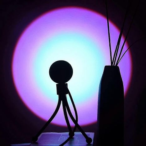 Lampe de projection coucher de soleil, lampe de projection coucher de soleil arc-en-ciel, lampe de projection, lampadaire LED avec port USB (1/5)