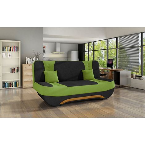 Klick-klack-Sofa Schlafsofa KANDY in Stoff Alova Schwarz-Grün