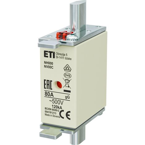 Fusible - NH000 gG 80A/500V - de acción lenta