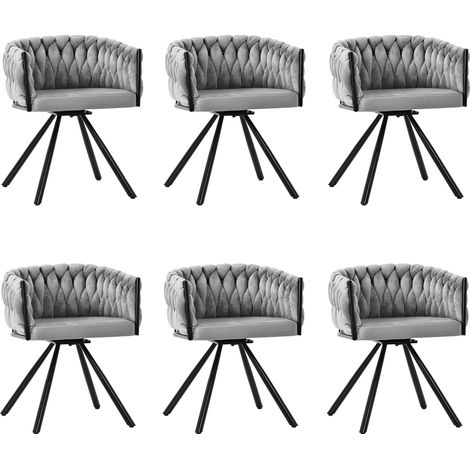 Set de 6 sillas de comedor giratorias de terciopelo gris con patas metálicas HOMVRA (1/5)