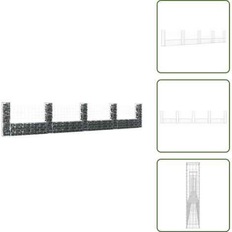 Ferro antiruggine - vidaXL Cesto Gabbione a U con 5 Pali in Ferro 500x20x100 cm - Muro esterno