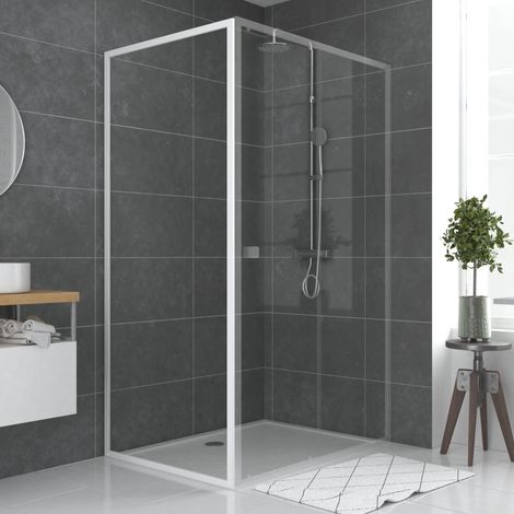 Mampara de Retorno para Puerta de Ducha Blanca RETOUR 80x185cm - Vidrio 5mm (1/5)