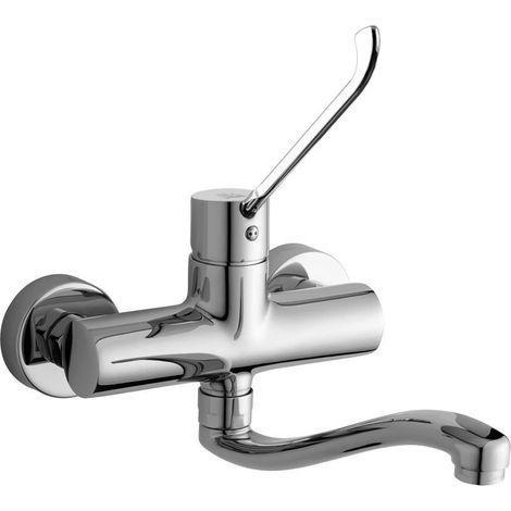 Spültisch-Wandbatterie mit klinischem Hebel Paffoni Serie Grün GR302CR  Verchromt - Messing