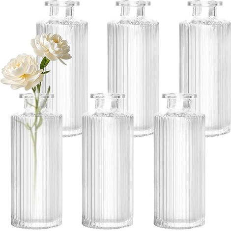 Mini Vases en Verre, Petits Decoratifs pour Table, Deco Transparent, Fleur Vintage Décorations de Mariage Anniversaires Fêtes 13 cm Hauteur (1/5)