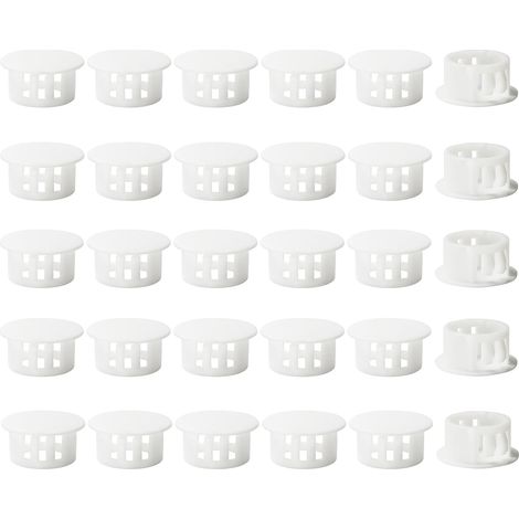 Embouts d'insertion - Embouts de fixation ronds verrouillables - Pour tubes de poteaux de clôture de meubles - 18 mm, 30 unités - Blanc (1/5)