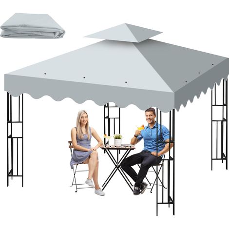 Toit de Remplacement pour Pavillon Pliant 3x3, Double Toit Imperméable avec Bord Ondulé et Protection UV UPF50+, Couverture Pergola Ventilée pour Jardin, Terrasse et Camping (1/5)
