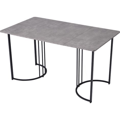 Table à manger 140 x 80 cm effet marbre gris, structure en métal, pieds réglables (1/5)