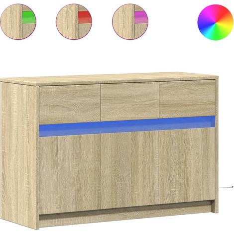 Mobile TV Armadietto TV Mobile Porta TV con LED Rovere Sonoma 91x34x61 cm in Truciolato (1/5)