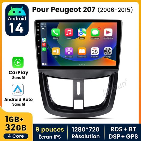 9 pouces Carplay Autoradio pour Peugeot207 2006-2015 Android 1+32GB JUNSUN (1/5)