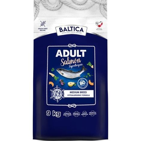 Baltica Excellent Trockenfutter für Hunde, ausgewachsen, Lachs, hypoallergen, Größe M, 9 kg (1/2)