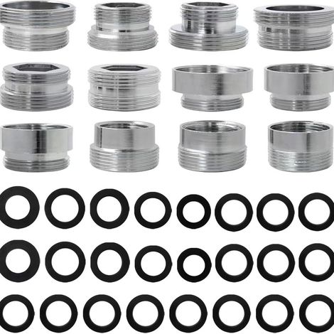 Adaptateur 16/18/20/22/24/26/28 vers 22 - Aérateur de robinet - Kit de conversion en cuivre avec filetage extérieur/intérieur - Adaptateur rallongé (1/2)