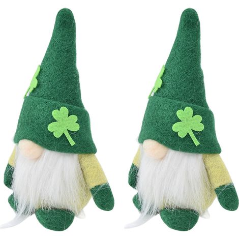 Stück handgefertigte Zwergenpuppen mit niedlichem, gesichtslosem grünen Hut, St. Patrick's Day Ornament, Plüschzwergenpuppe für Sofa, Esstisch (Herrenstil) (1/5)