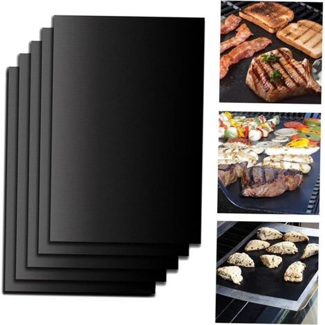 Utensilios para parrilla, juego de 4 alfombrillas para parrilla 50x40cm color negro