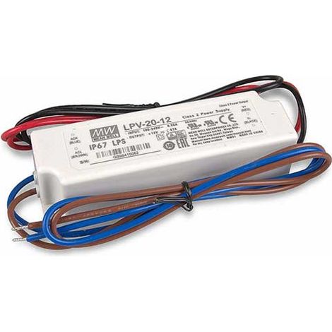 Meanwell LPV-20-12 Schaltnetzteil mit Einzelausgang, 12V 20W 1.67A Wasserdicht, IP67 (1/3)